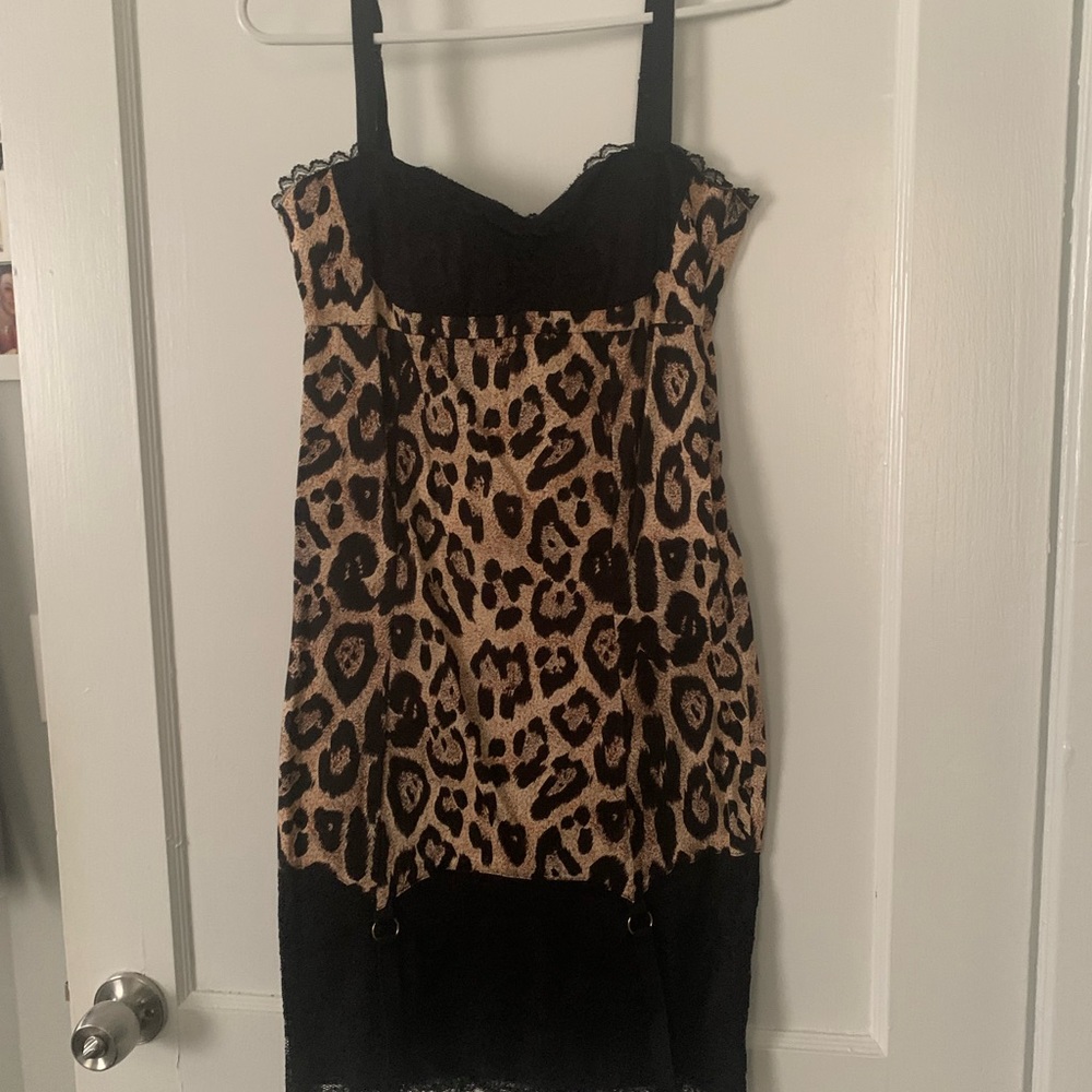Leopard print bondage strap dress